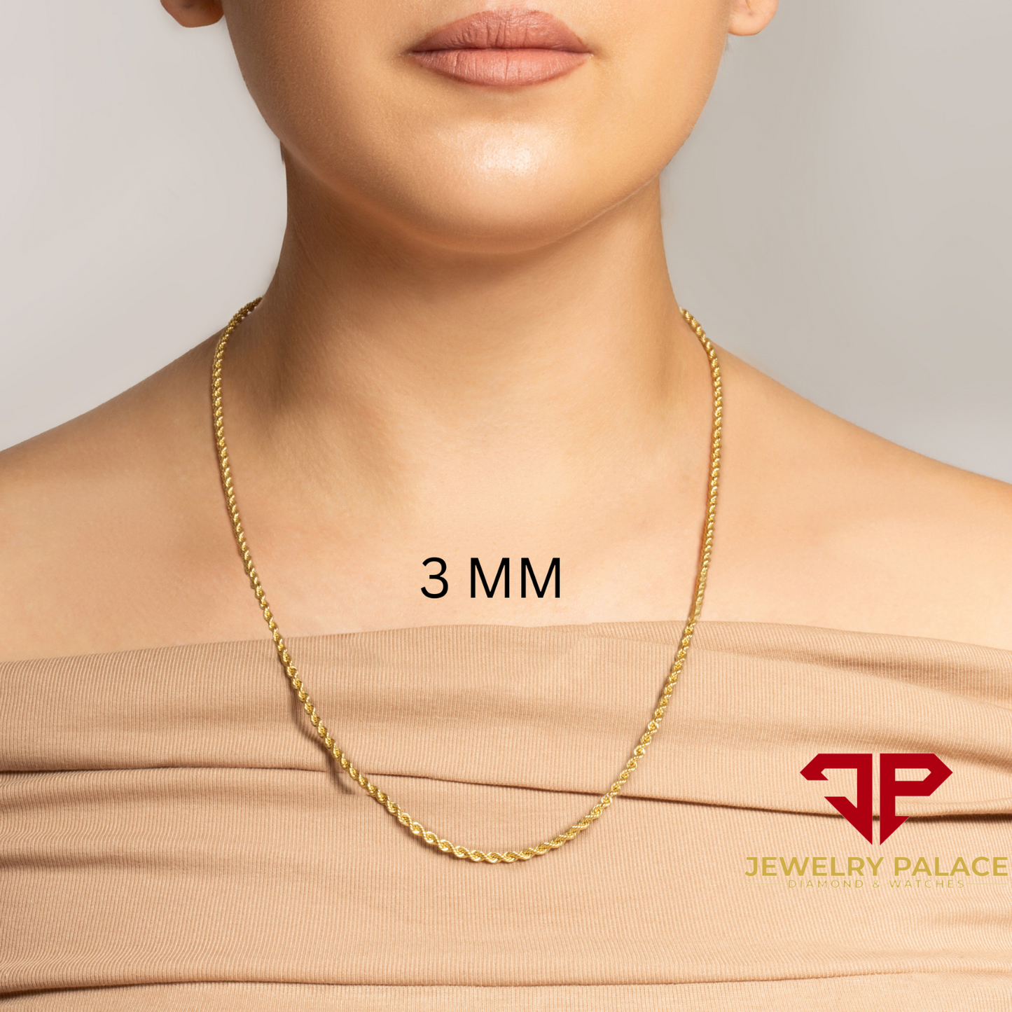 10K Yellow Gold 1mm-4mm Laser Diamond Cut Rope Chain Necklace Men Women 16"- 30"