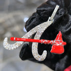 10K White Gold Atlanta Drip Pendant 2.50ctw Diamond Red Enamel Iced Out 2"