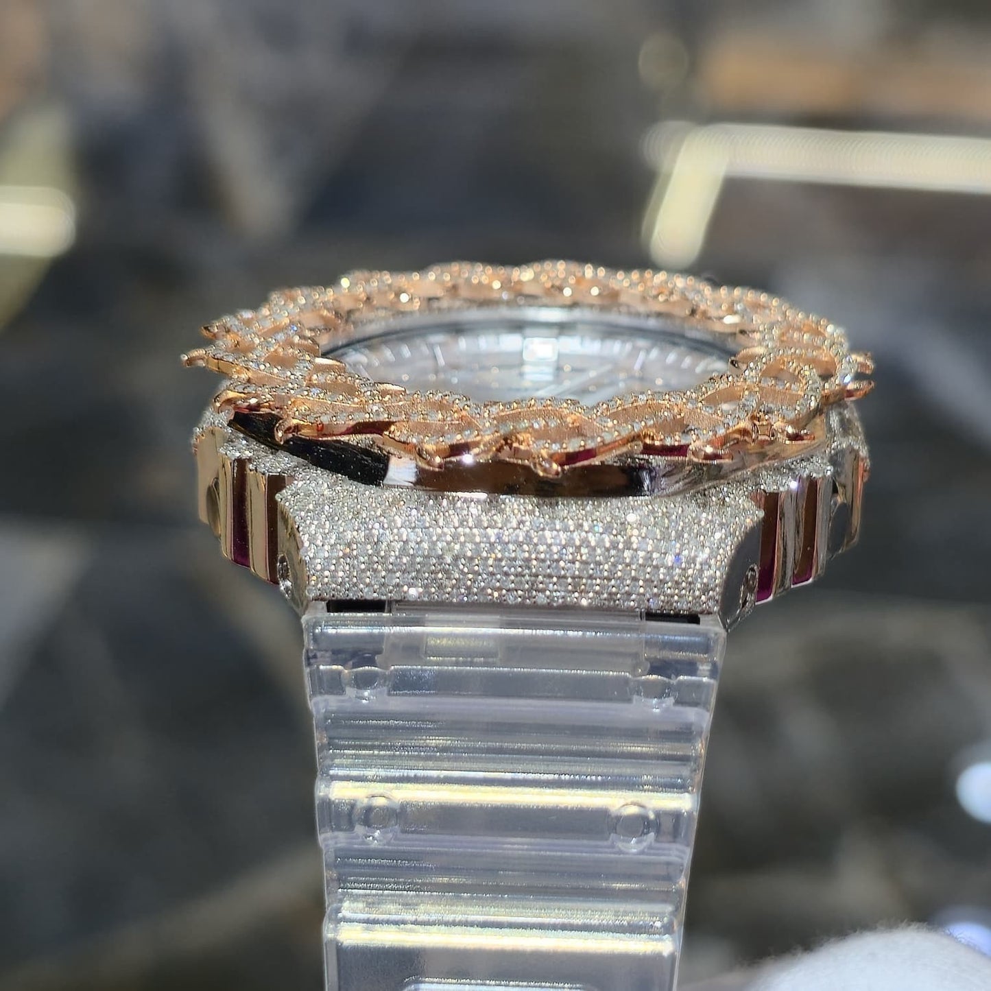 Authentic Casio G-Shock S2100  Iced Out Natural Diamond Watch 5CT | Silver Dial