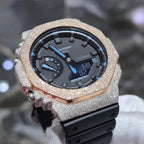 Casio G-Shock S2100  Iced Out Natural Diamond Watch 5CT | Black+ Blue MarkerDial