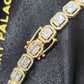10K Yellow Gold Baguette Cluster Diamond Tennis Bracelet 8in 2.50ctw