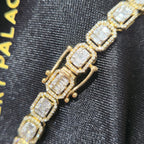10K Yellow Gold Baguette Cluster Diamond Tennis Bracelet 8in 2.50ctw