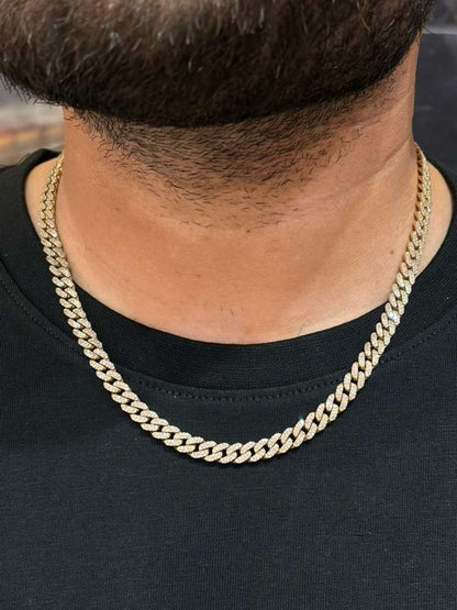 2 Row 7 CT Real Diamond Miami Cuban Link Necklace 6MM  18" 10K Gold