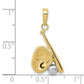 10k Two-tone Gold Baseball, Bat, and Glove Pendant 1.1 gram, L-0.99 In, W-0.5 In