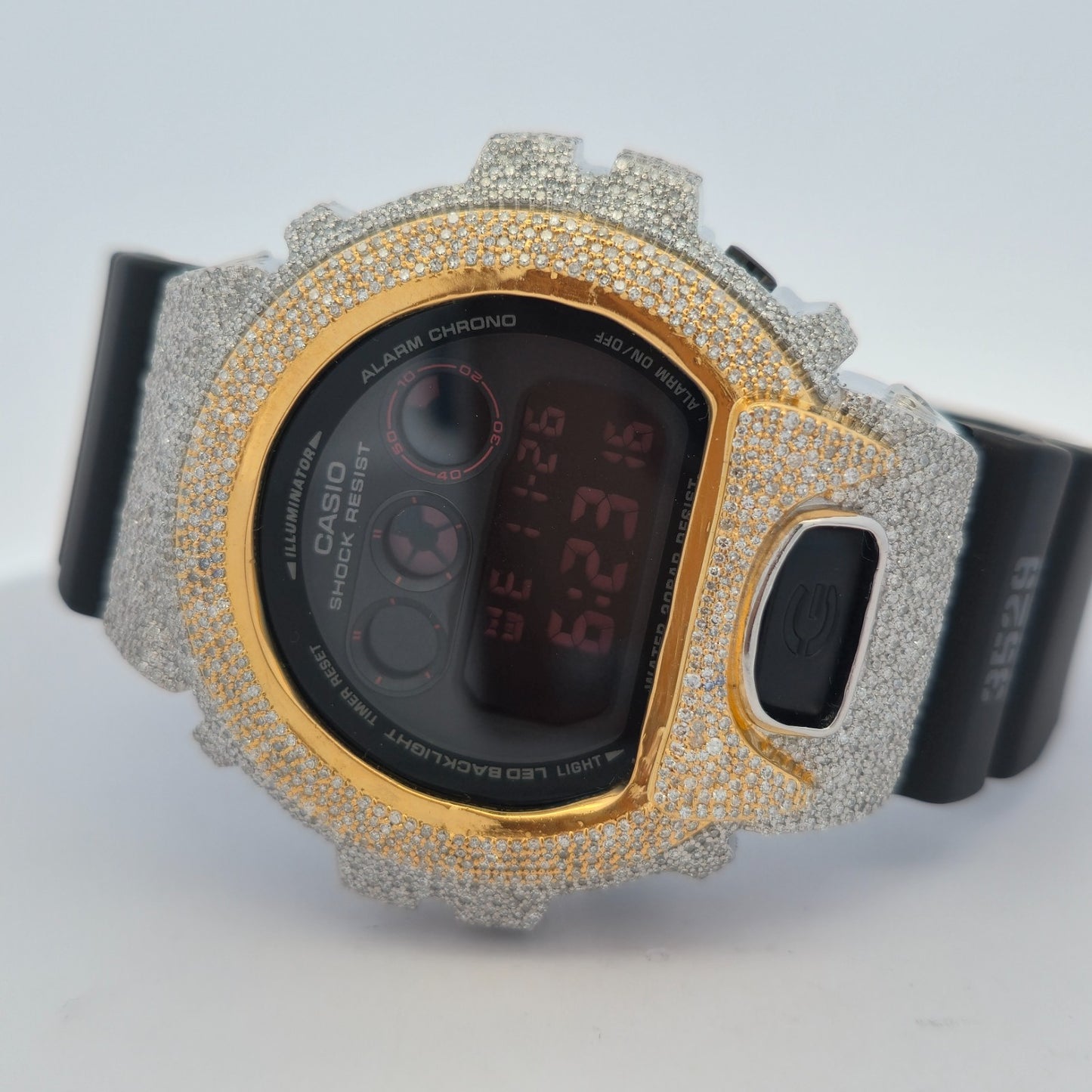 Casio G-Shock 6900 TwoTone Iced Out Natural Diamond Watch 5CT