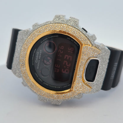 Casio G-Shock 6900 TwoTone Iced Out Natural Diamond Watch 5CT