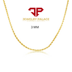 10K Yellow Gold 1mm-4mm Laser Diamond Cut Rope Chain Necklace Men Women 16"- 30"