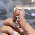 DEAL!!! 0.11CTW Natural Diamond "P" Letter Pendant 10K Yellow Gold Initial Charm