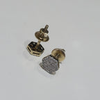 DEAL! 10K Gold Genuine Diamond Honeycomb Cluster Octagon Stud Earrings 0.17CTW