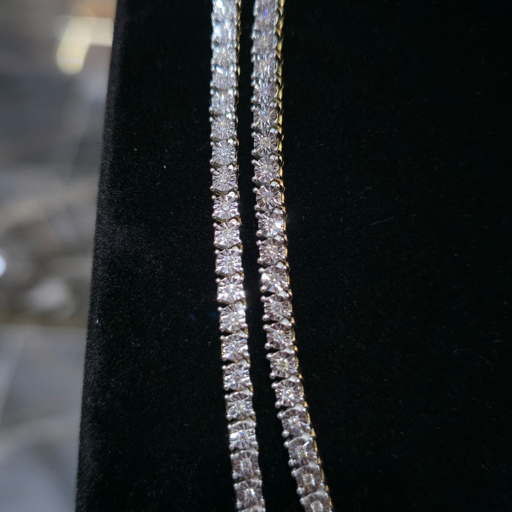 10K Yellow Gold Diamond Tennis Chain Necklace 3.3mm GH SI Men Women