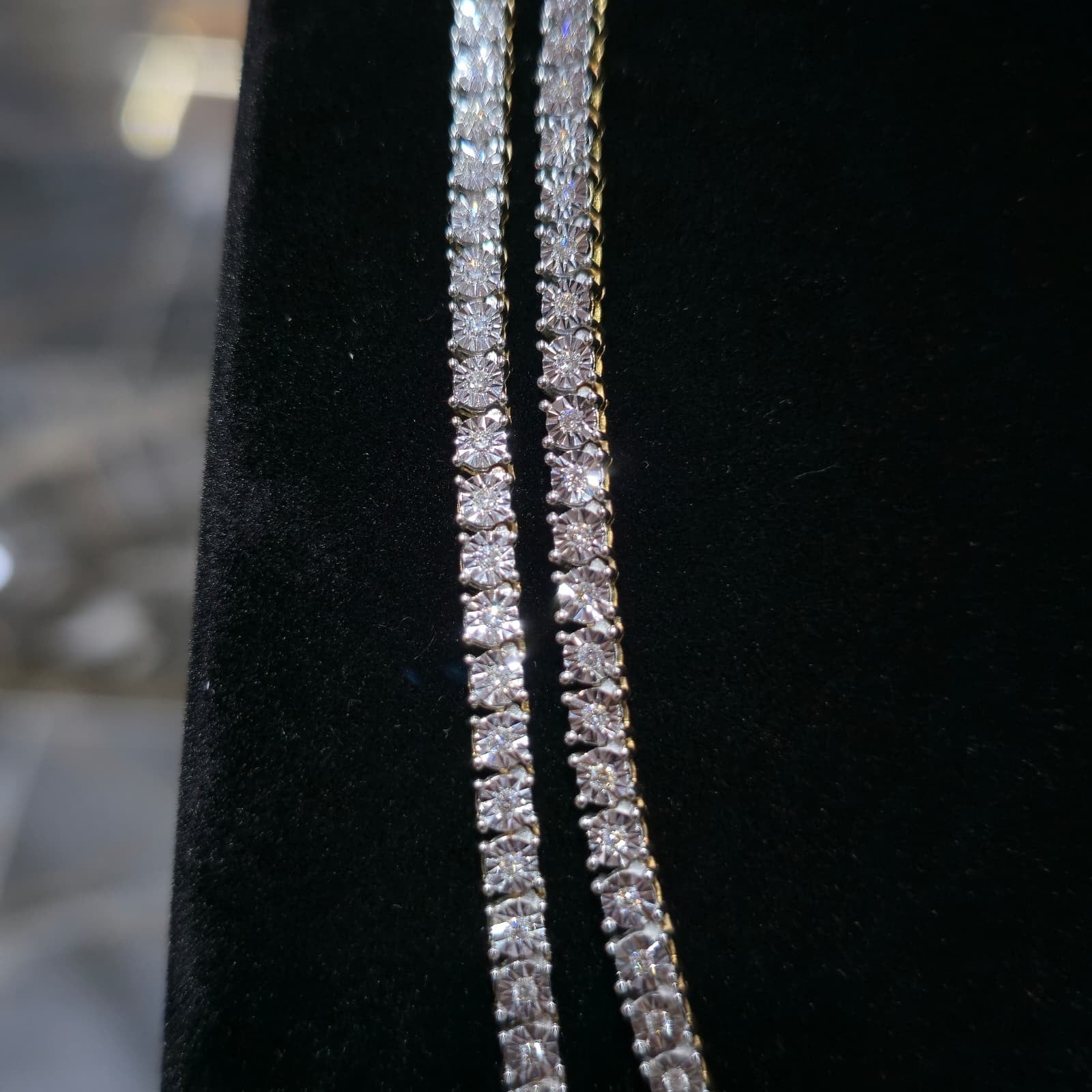 10K Yellow Gold Diamond Tennis Chain Necklace 3.3mm GH SI Men Women