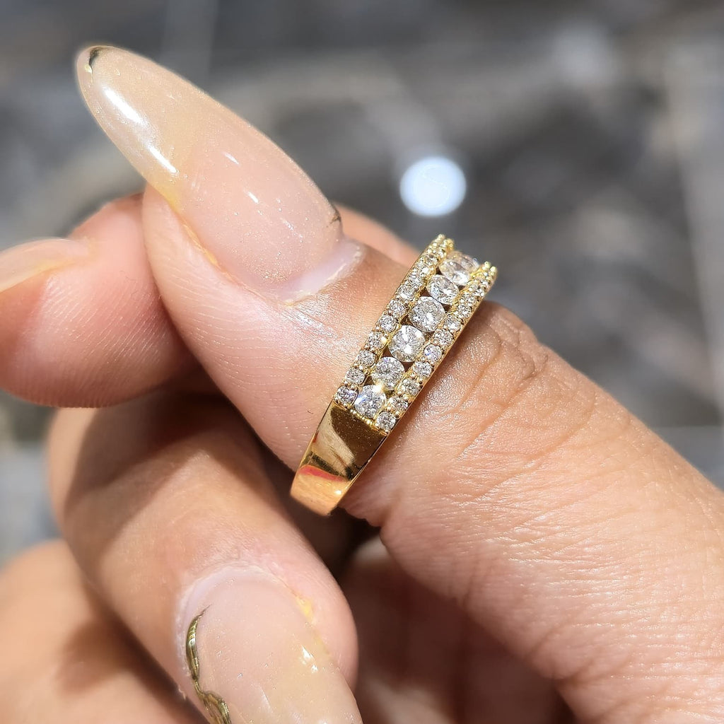 14K Yellow Gold Real Diamond Men’s Channel Set Band Ring 1.00 CTW 5MM | BAND