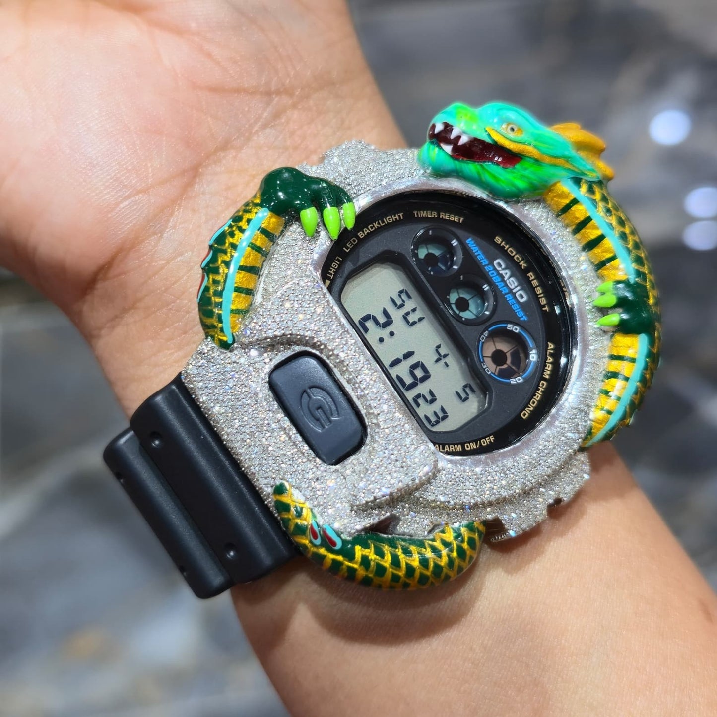 Casio G-Shock (Black) 6900 Iced Out Diamond Watch 5 CTW