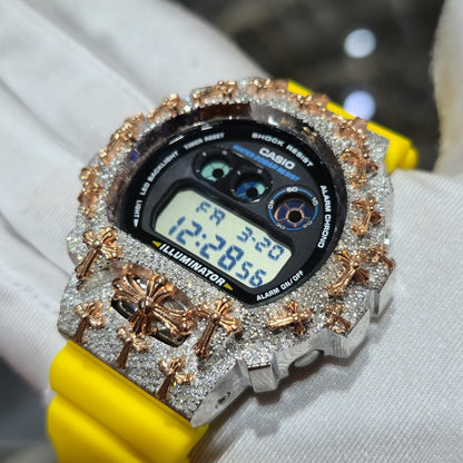 Authentic Diamond G-SHOCK DW6900TR Watch Cross Bezel | 5.00 CTW Natural Diamonds