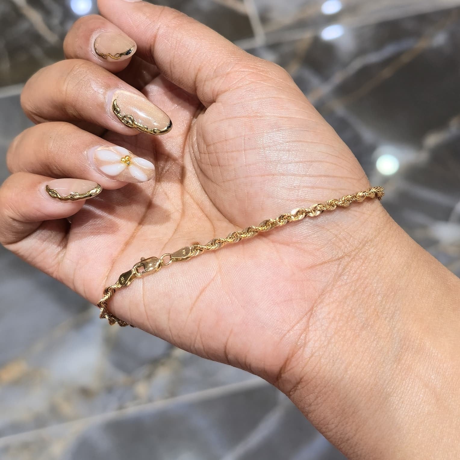 10K Yellow Gold Rope Bracelet 8.5" 3mm 1.94g Real Gold Diamond Cut Twist Link