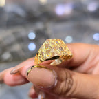 Mens Large Nugget Square Ring Real Solid 10K Yellow Gold ALL SIZES