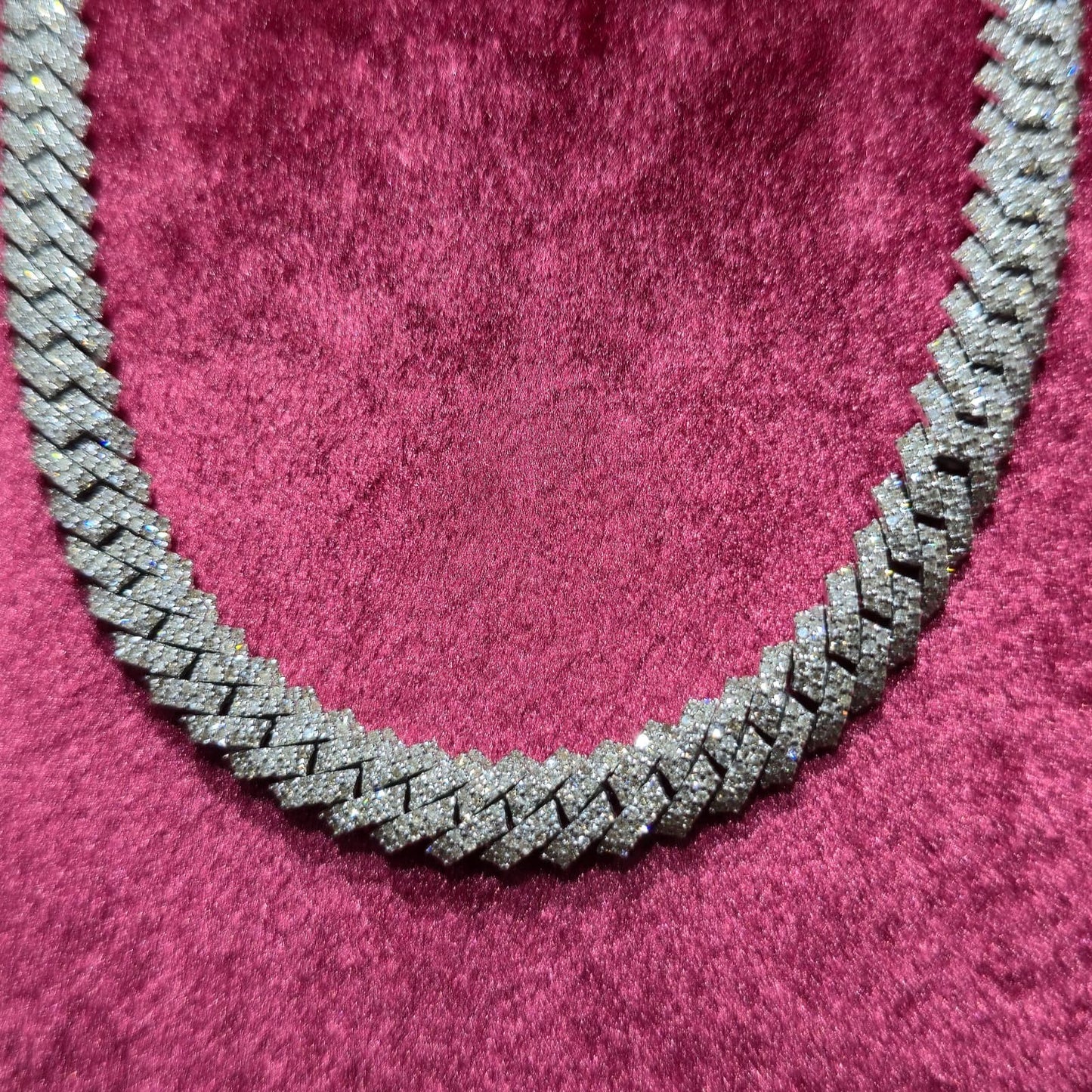 Mens Natural Diamond 8mmx22" 12.9ct Tight Miami Cuban link chain Real 925 Silver