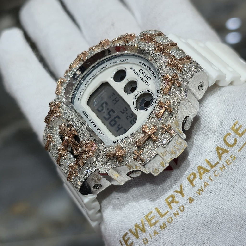 Authentic Diamond G-SHOCK DW6900TR Watch Cross Bezel | 5.00 CTW Natural Diamonds