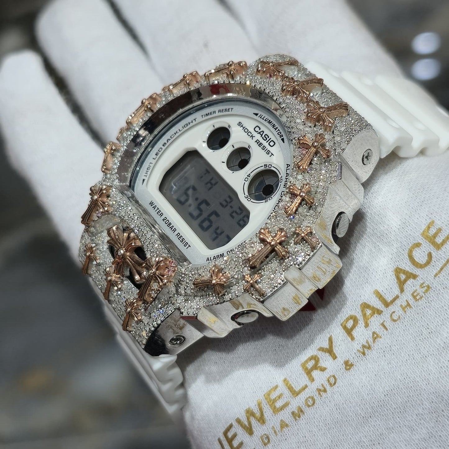 Authentic Diamond G-SHOCK DW6900TR Watch Cross Bezel | 5.00 CTW Natural Diamonds