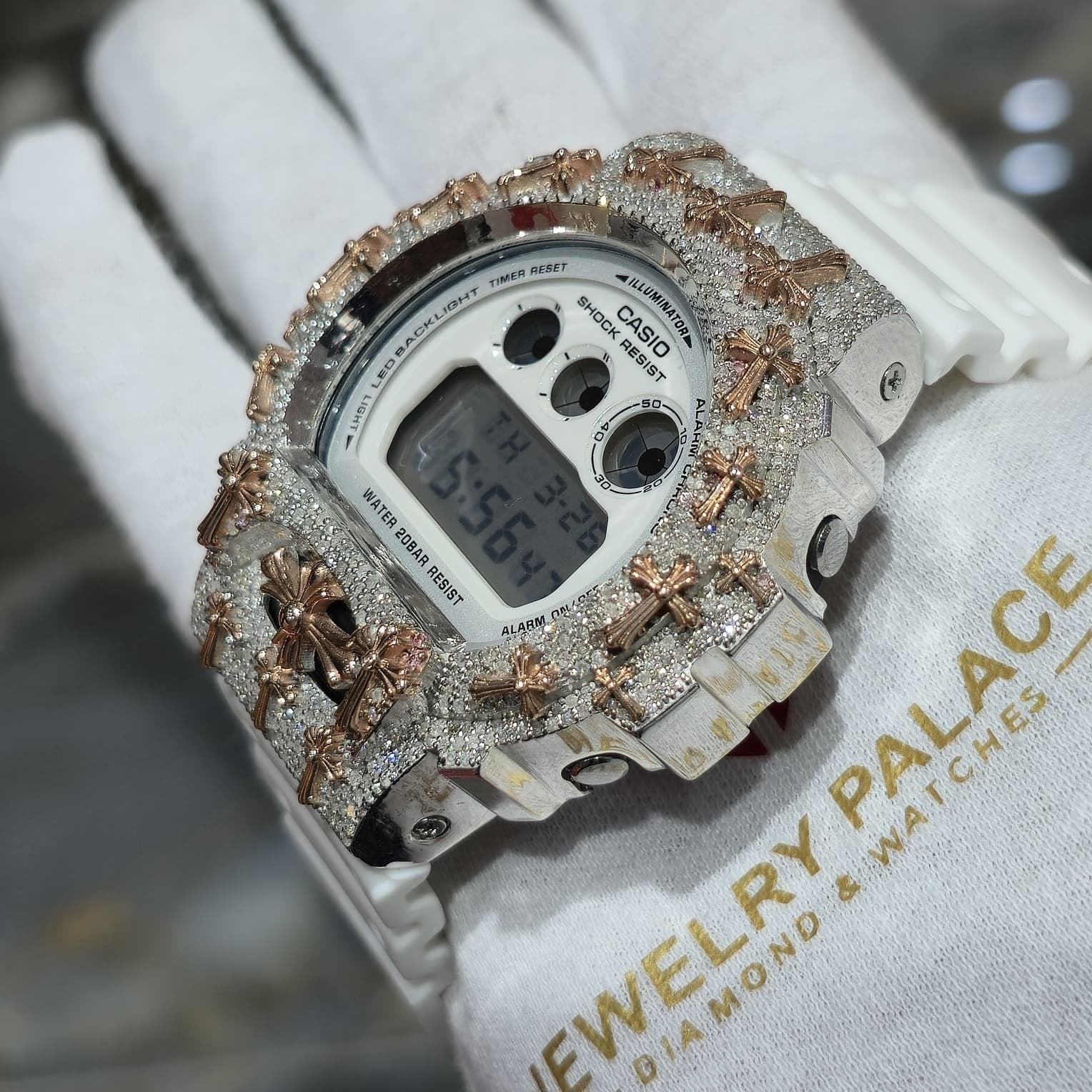 Authentic Diamond G-SHOCK DW6900TR Watch Cross Bezel | 5.00 CTW Natural Diamonds