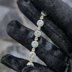 10K Yellow Gold Diamond Baguette Halo Link Bracelet 1.70ctw 7" 6mm Box Clasp