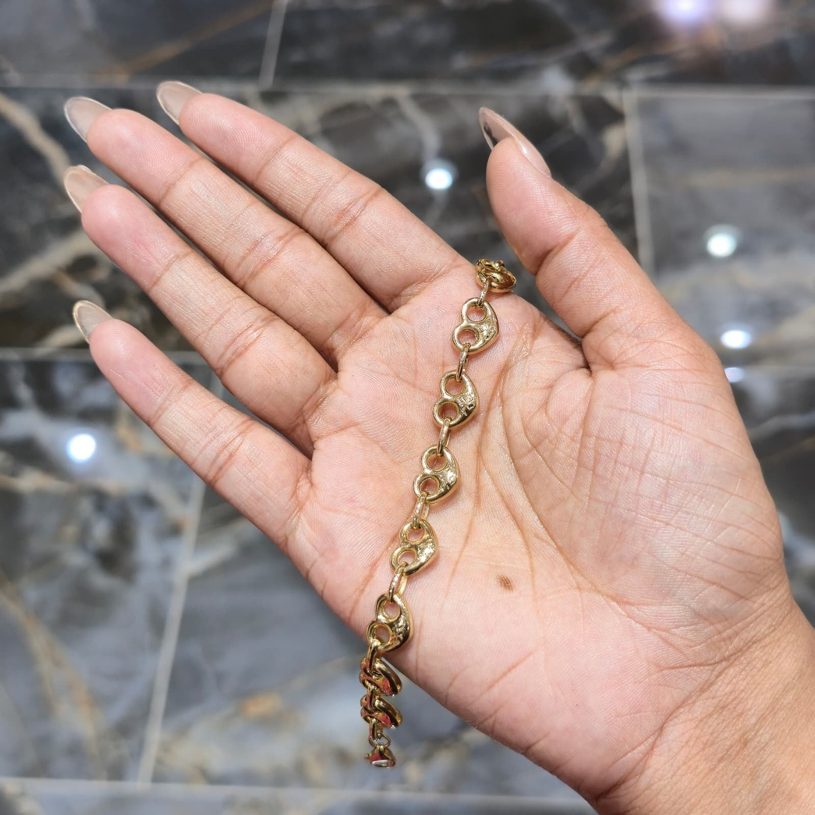 10K Yellow Gold Puff Heart Link Bracelet 8” – Classic Polished Heart Chain