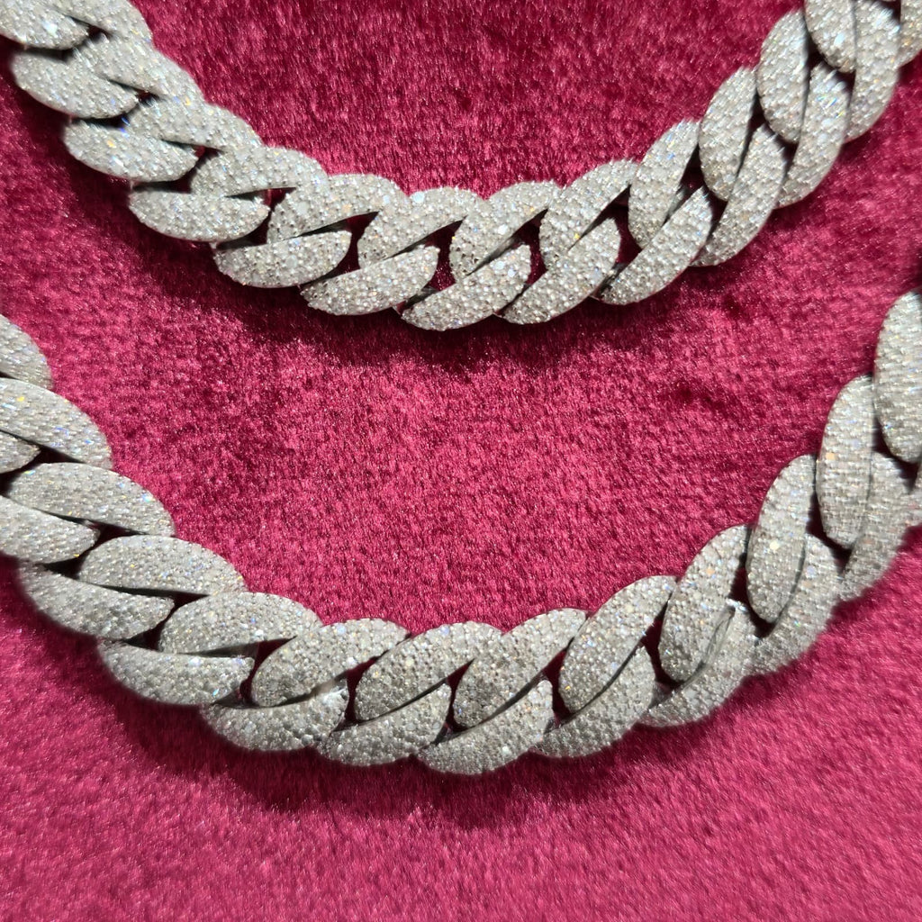 Natural Diamond Miami Cuban Chain 10MM 12MM 17.78-22.20CT 925 Silver