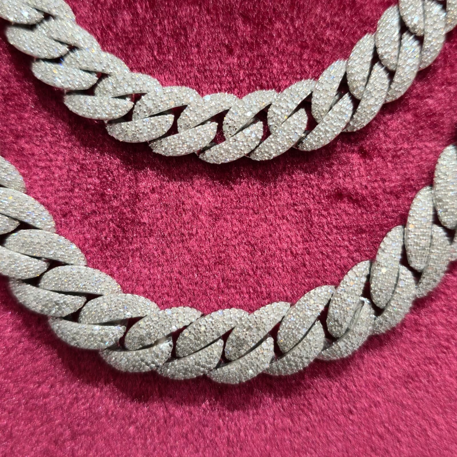 Natural Diamond Miami Cuban Chain 10MM 12MM 17.78-22.20CT 925 Silver