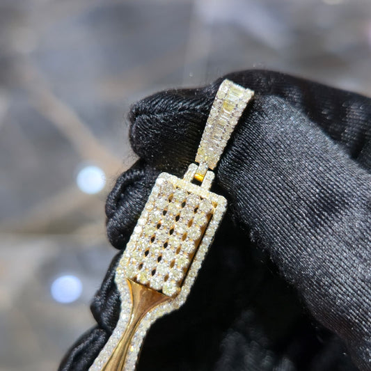 10K Gold Diamond Barber Fade Brush Pendant 2.00ctw Professional Stylist Charm 2"