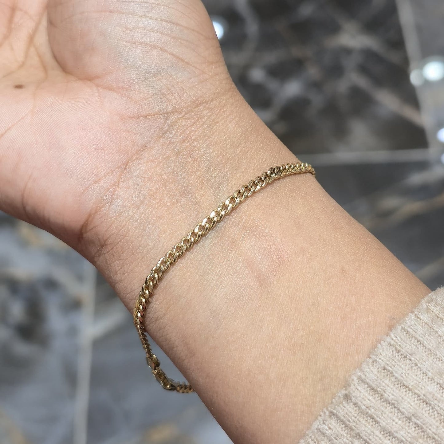 3mm Miami Cuban Link Bracelet 10K Yellow Gold 8" Real Gold Lobster Clasp Unisex