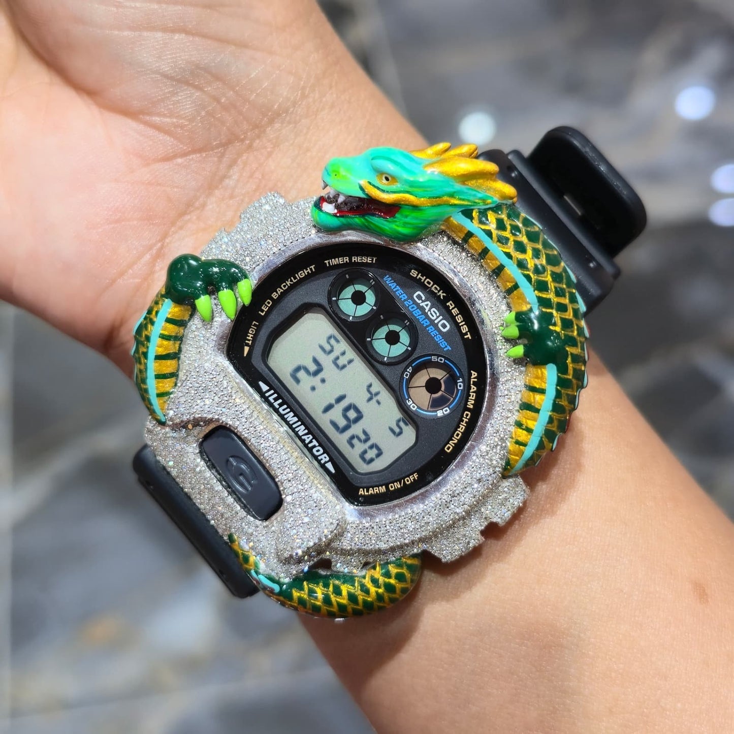 Casio G-Shock (Black) 6900 Iced Out Diamond Watch 5 CTW