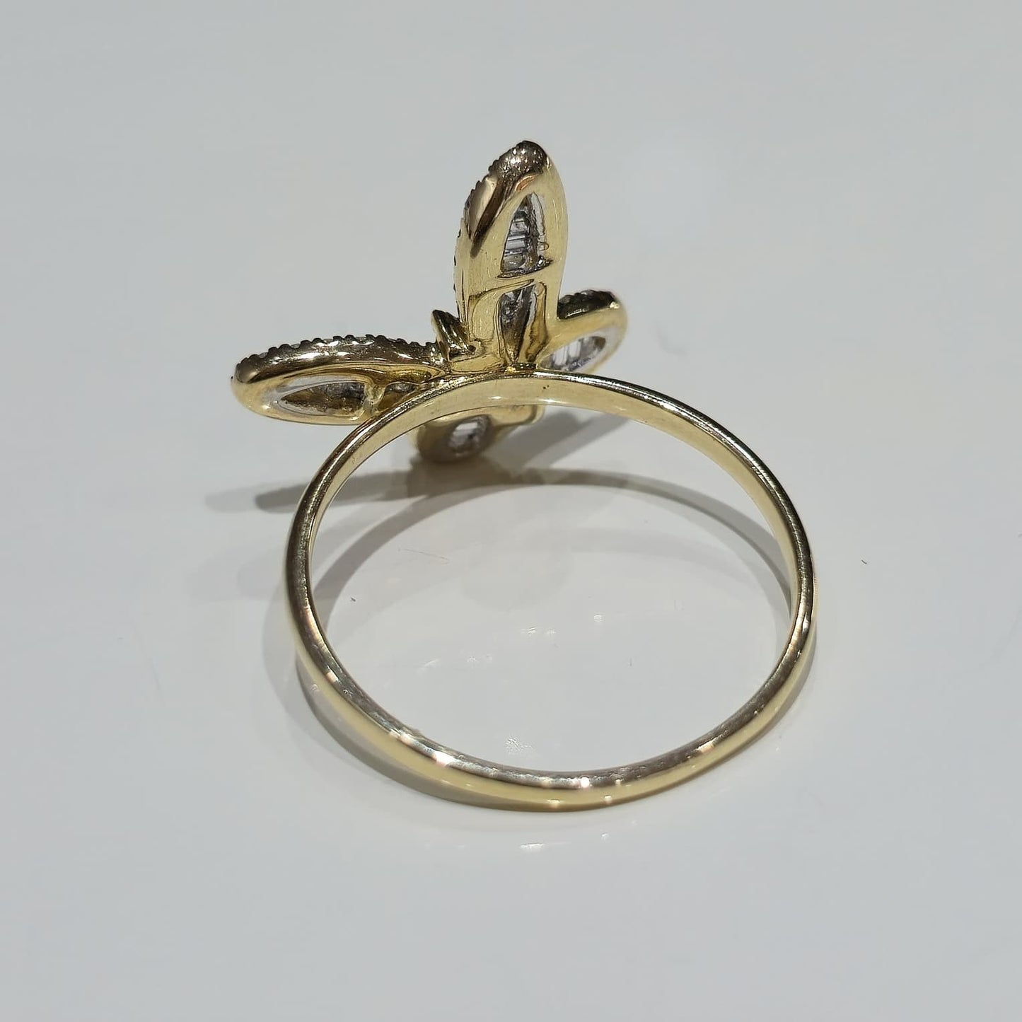 10k Solid Yellow Gold Butterfly Ring  0.33 CTW Natural Diamonds Size 7