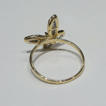 10k Solid Yellow Gold Butterfly Ring  0.33 CTW Natural Diamonds Size 7