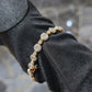 10K Yellow Gold Diamond Baguette Halo Link Bracelet 1.70ctw 7" 6mm Box Clasp