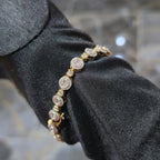 10K Yellow Gold Diamond Baguette Halo Link Bracelet 1.70ctw 7" 6mm Box Clasp
