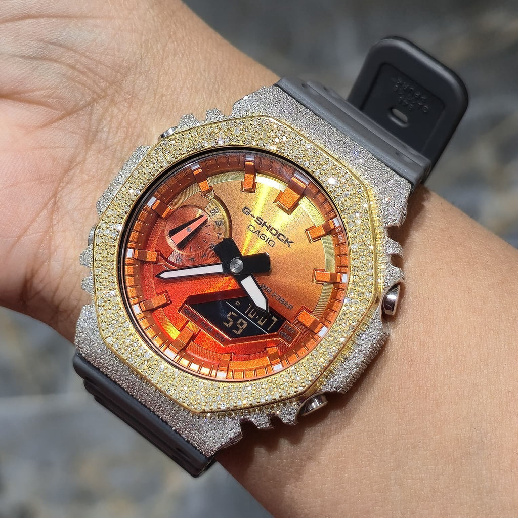 Casio G-Shock S2100  Iced Out Natural Diamond Watch 5CT | Inferno Dial