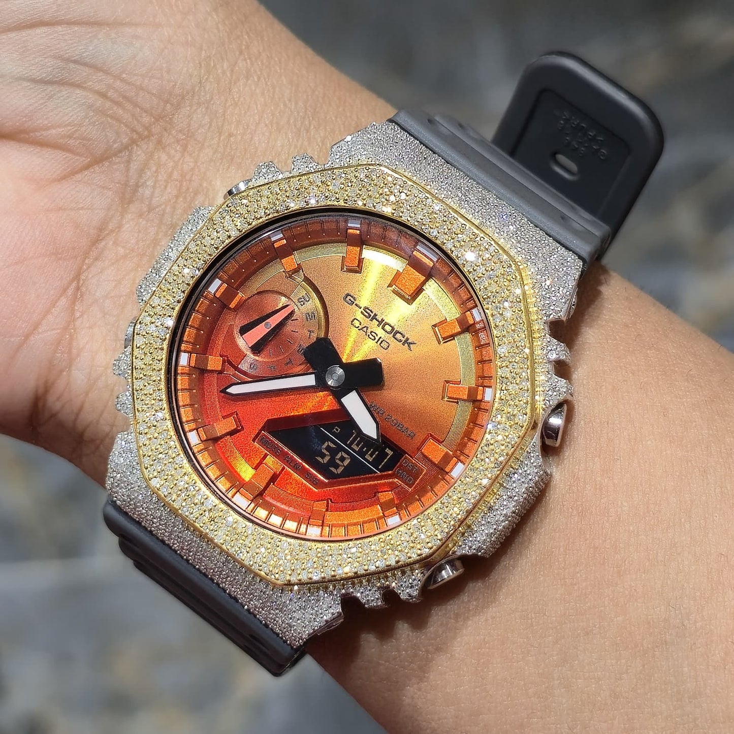 Casio G-Shock S2100  Iced Out Natural Diamond Watch 5CT | Inferno Dial