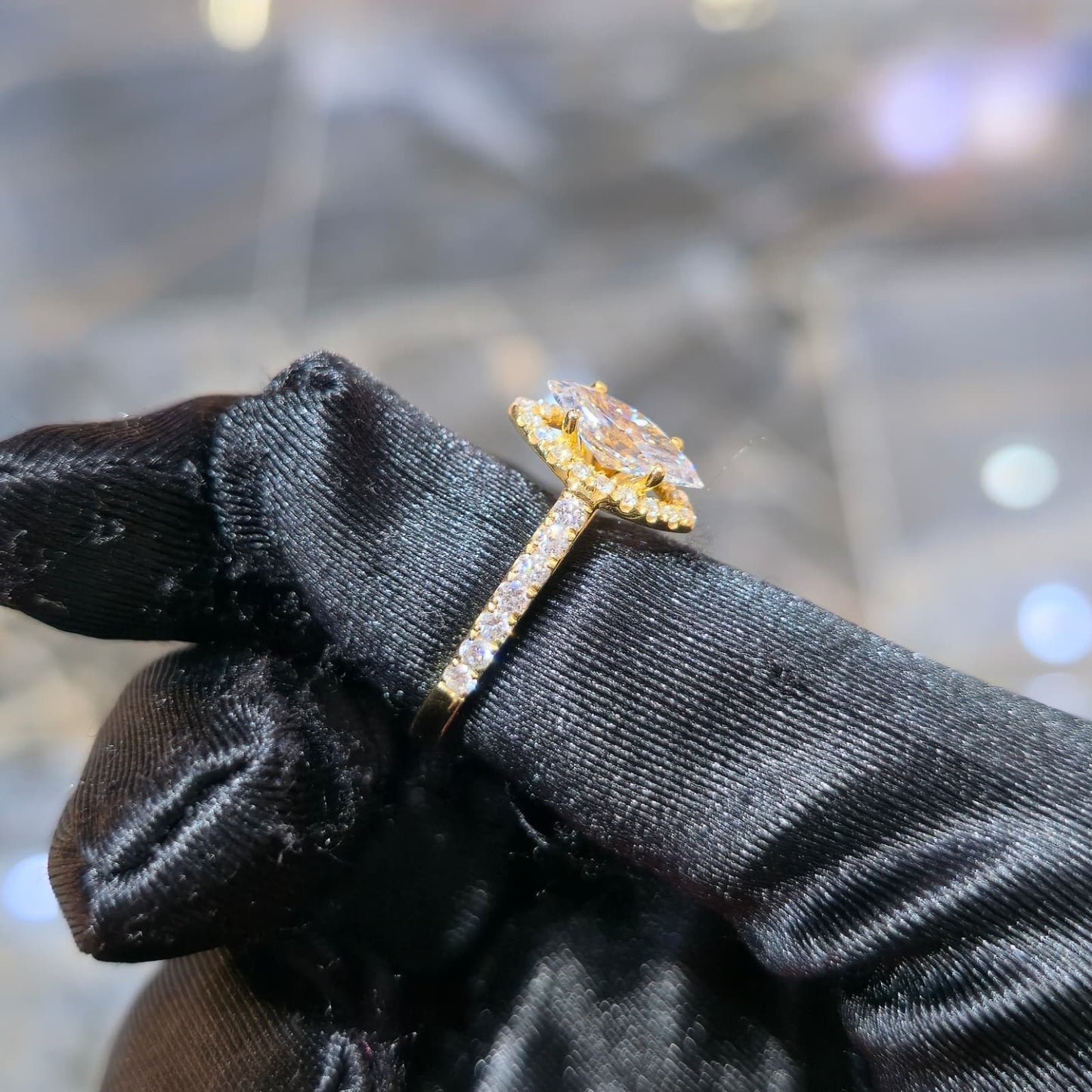 10KT Gold Lab Grown Diamond Marquise Ring 1.40ct Center 2.63ctw Total
