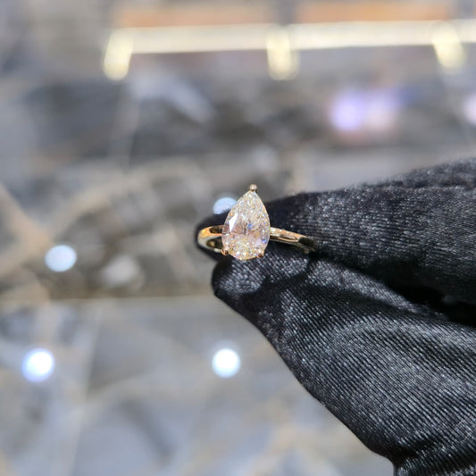 14K Gold 2.01ctw Lab Grown Diamond Pear Cut Ring F VS2 Solitaire Jewelry Palace