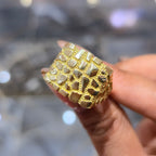 Extra Large Square Dome Nugget Ring Solid Real 10K Yellow Gold All Sizes