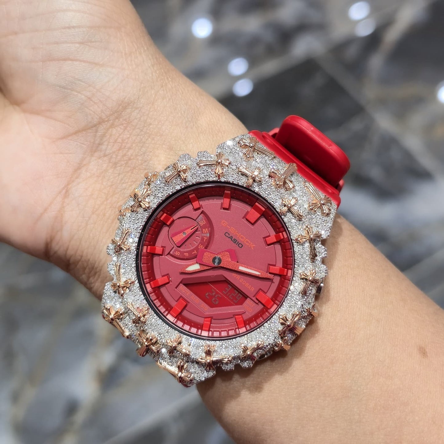 Diamond G-SHOCK GA2100 Watch Cross Bezel | 5.00 CTW Natural Diamonds