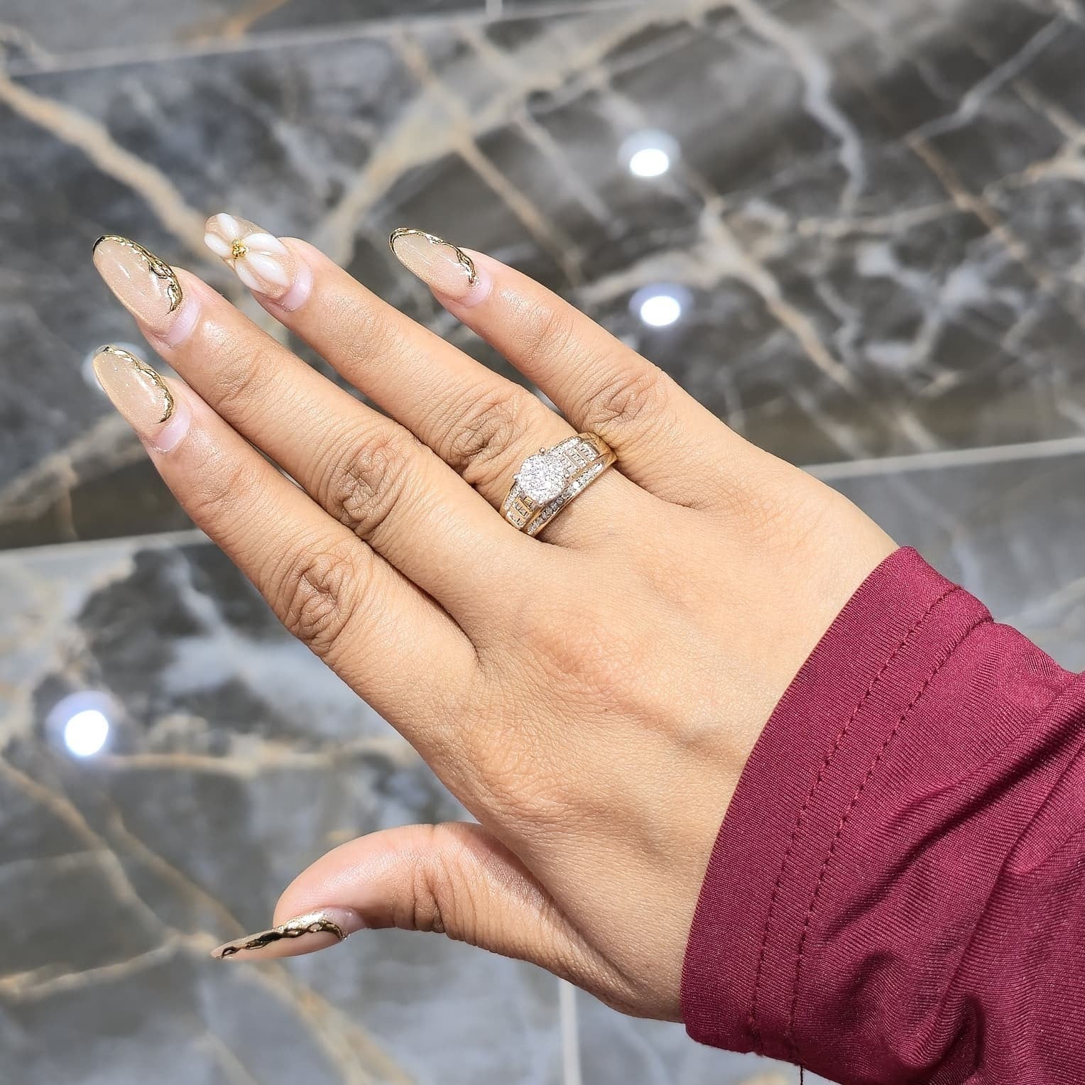 10K Gold Cinderella Dome Wedding Engagement Ring 0.50 CTW Natural Diamonds