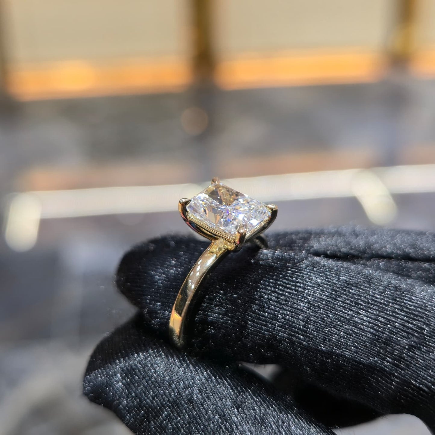 14K Gold 3.01ctw Lab Grown Diamond Radiant Ring F VS2 Solitaire Jewelry Palace