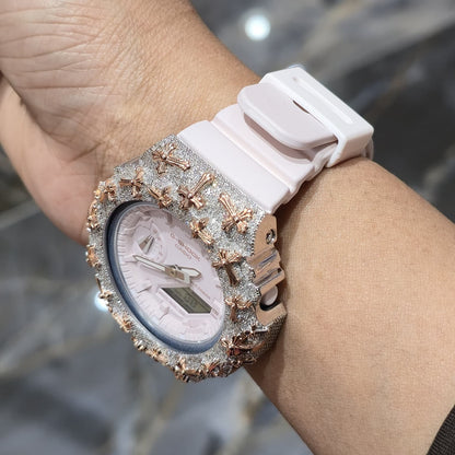 Authentic Diamond G-SHOCK GA-2100 Watch Cross Bezel | 5.00 CTW Natural Diamonds