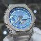 Casio G-Shock S2100  Iced Out Natural Diamond Watch 5CT | Blue Dial Clear Band