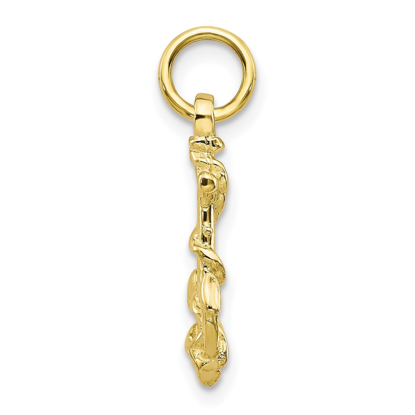 10K Yellow Gold 3-D Anchor With Shackle and Entwined Rope Charm Pendant 0.69gm