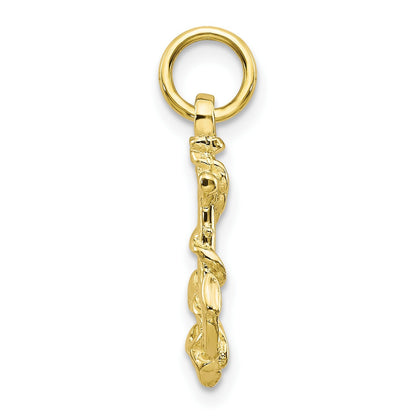 10K Yellow Gold 3-D Anchor With Shackle and Entwined Rope Charm Pendant 0.69gm