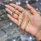 14K Solid Gold Tri Color Valentino Chain 22 inch 5mm Women