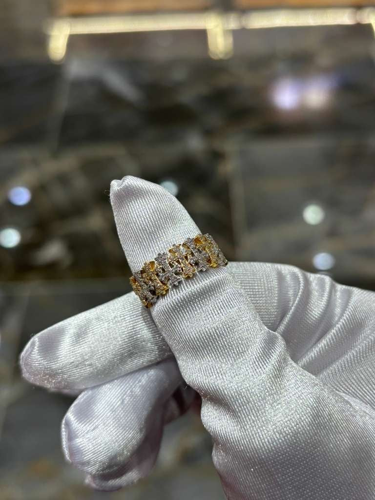 10K Yellow Gold Natural Diamond Cross Ring – 0.50 CTW Religious Band