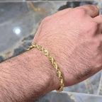 10K Gold Rope Chain Bracelet 5.5mm 8 Inch Solid Yellow Gold Men Women